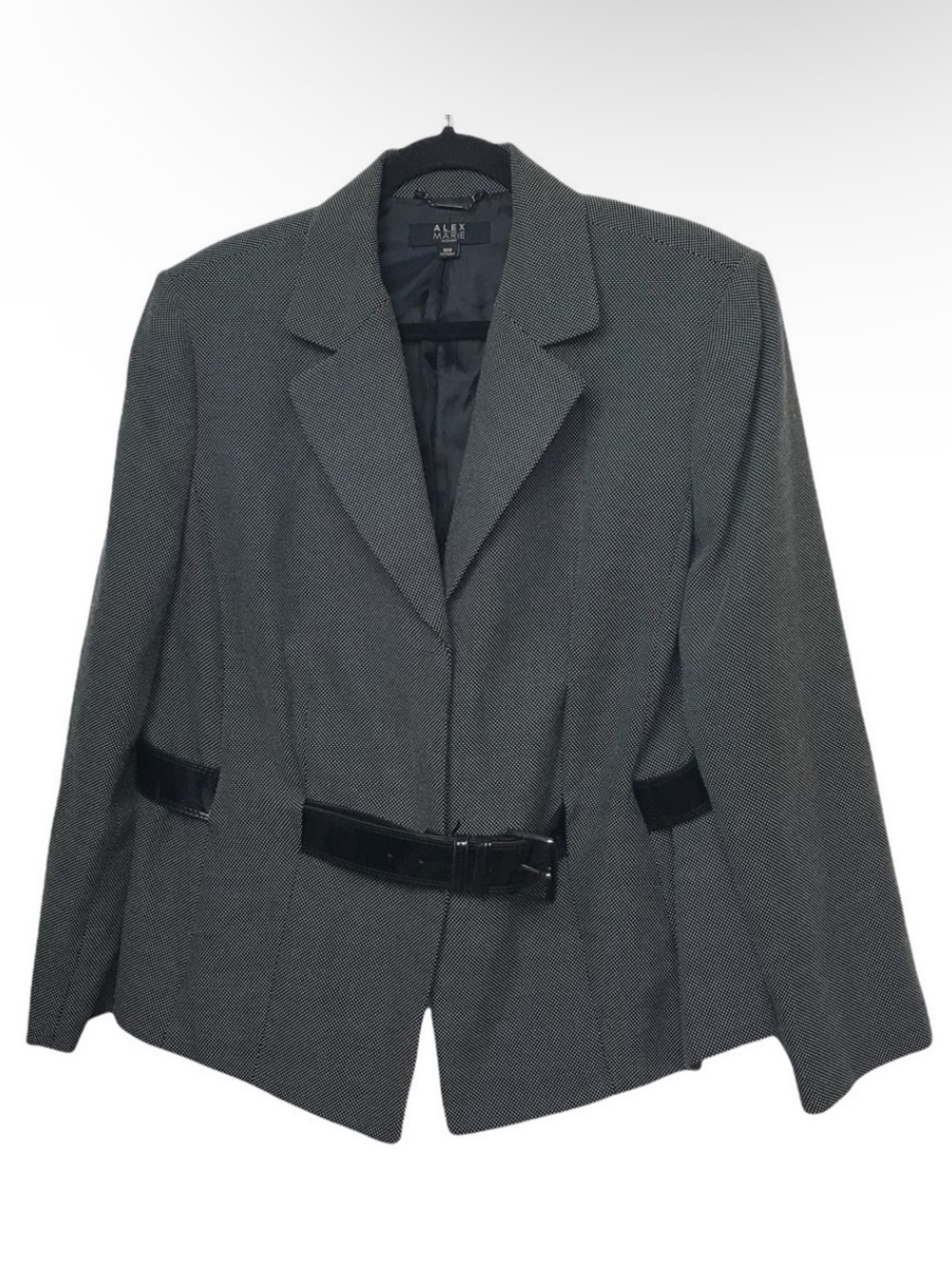 Alex Marie Black Polka Dot Belted Blazer Coat